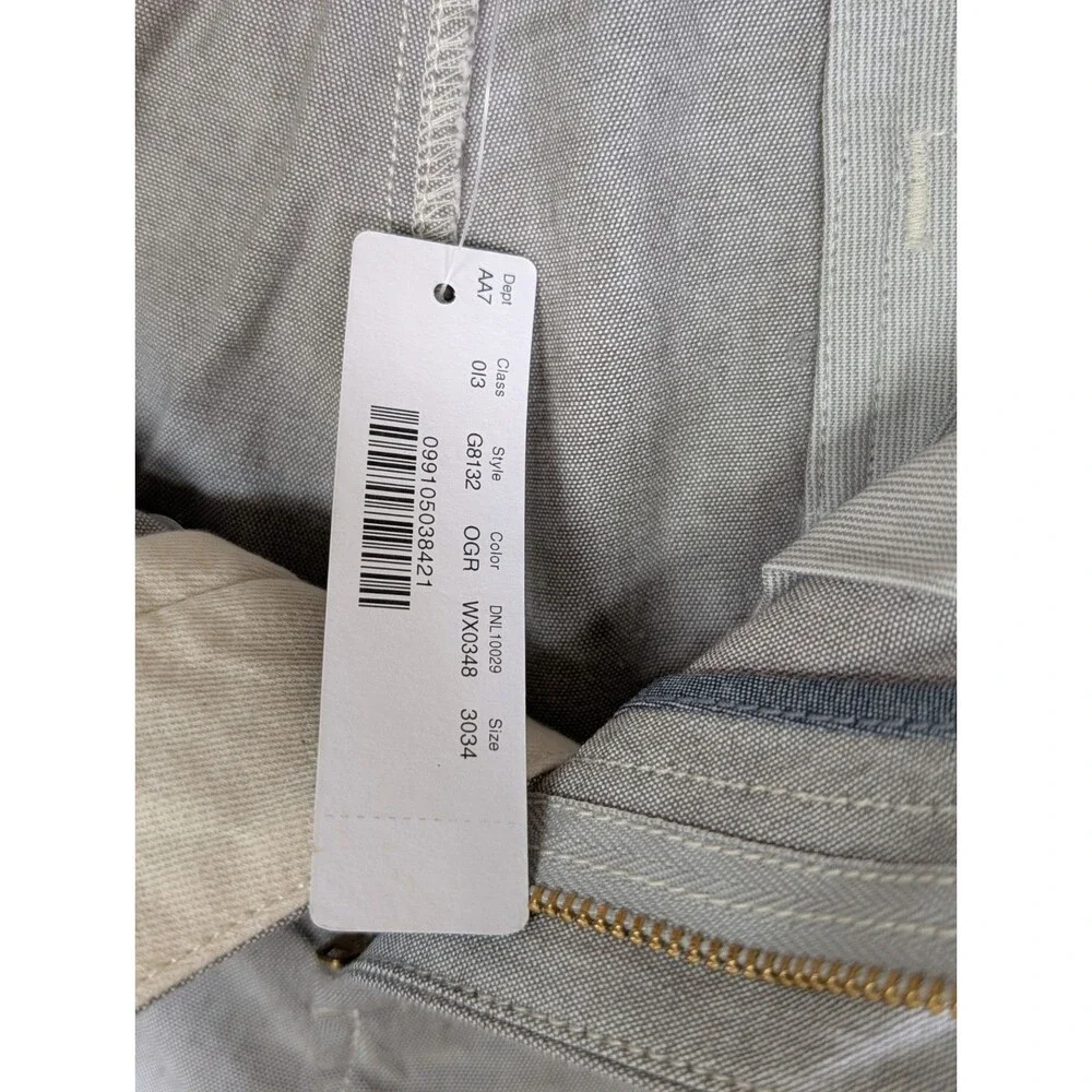 NWT J.Crew 770 Straight Fit Pants Men 30x34 Gray Stretch Chambray Chino G8132